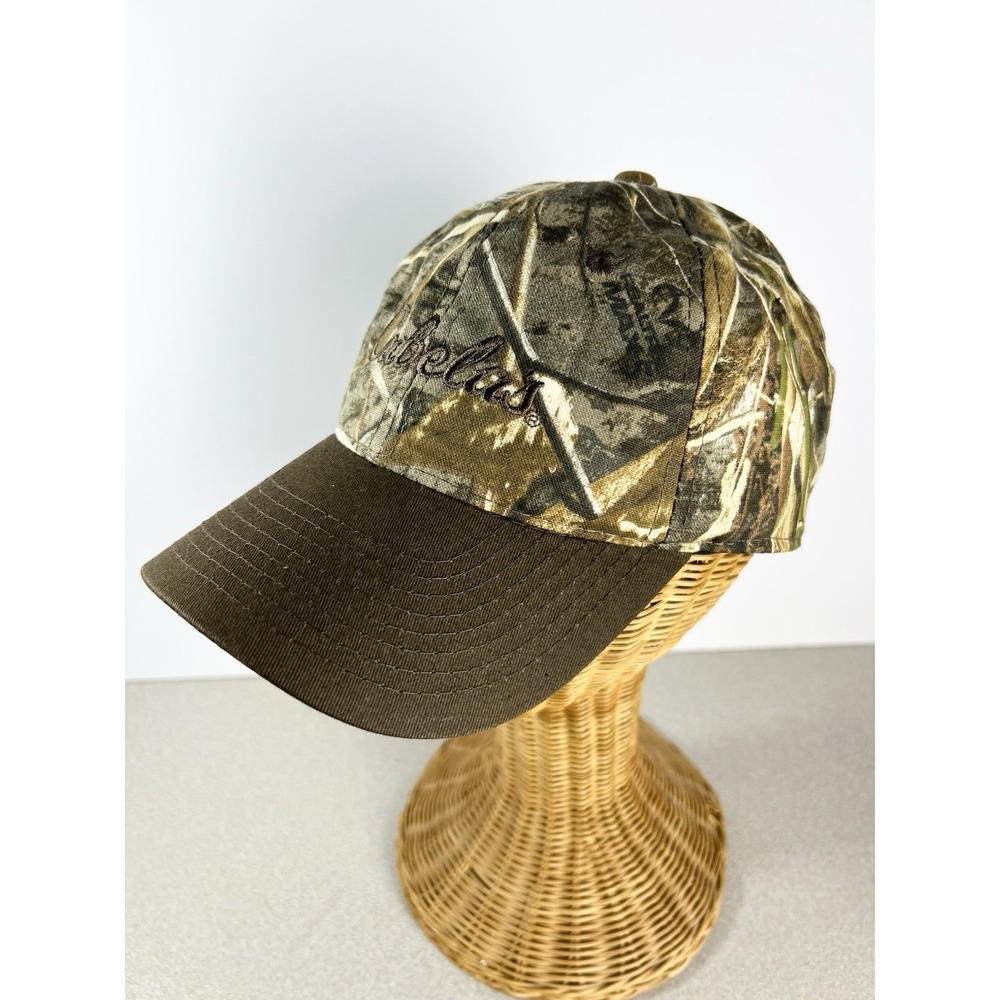 New Cabela's Camo Hat Strap Back Brown Brim Embroidered Logo